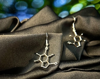 Koffein-Molekül Ohrringe mit einem Sterling Silber Haken / Wissenschaft Ohrring / Geschenke für Lehrer / Ohrringe für Erzieher
