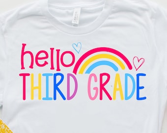 Hello 3rd Grade SVG, SVG cut file, Third grade svg, Back to School svg, First day of 3rd grade svg, girl school shirt svg, cameo, cricut