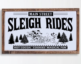 Main Street Sleigh Rides Christmas SVG, Mickey Minnie Christmas, Sublimation PNG Cricut Cut File Iron On File, Mickeys Very Merry Christmas