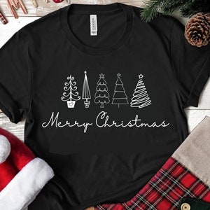 Merry Christmas svg, Christmas Doodle Trees, Christmas svg, dxf, png instant download, Christmas Trees svg, Christmas Saying svg