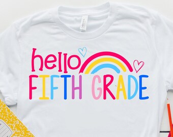 Hello 5th Grade SVG, Png, SVG cut file, Fifth grade svg, Back to School svg, First day of 5th grade svg, girl school shirt svg, cameo,cricut