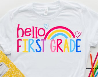 Hello 1st Grade SVG, SVG cut file, first grade svg, Back to School svg, First day of 1st grade svg, girl school shirt svg, cameo, cricut