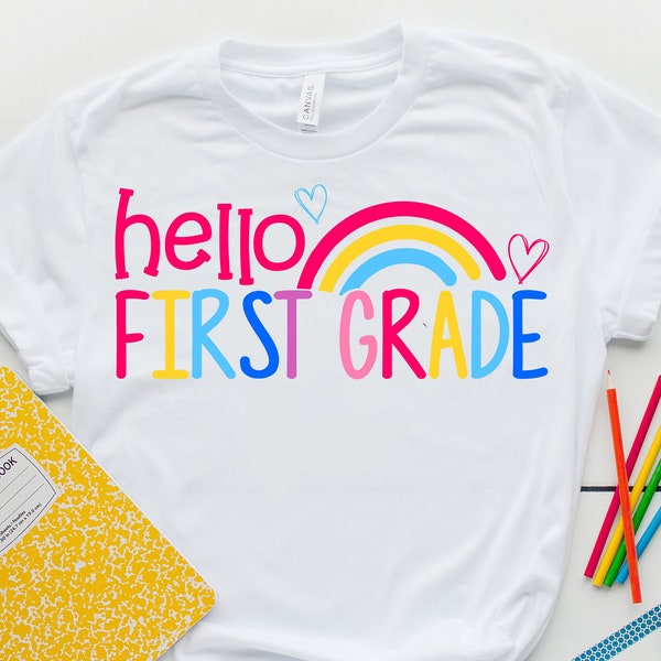 Hello 1st Grade SVG, SVG cut file, first grade svg, Back to School svg, First day of 1st grade svg, girl school shirt svg, cameo, cricut