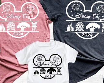 SVG de Férias em Família 2026, Viagem em Família 2026, SVG com 4 Parques: Magic Kingdom, Animal Kingdom, Epcot, Hollywood Studios, SVG, DXF, EPS, PNG