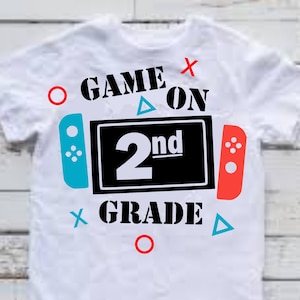 Game On 2nd Grade SVG, SVG cut file, Second grade svg, Back to School svg, First day of 2nd grade svg, boy school shirt svg, cameo, cricut