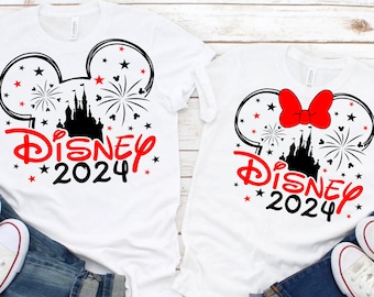 Family Vacation 2025 SVG, Mickey Mouse and Minnie Mouse head with castle and fireworks, SVG, Dxf, Eps and Png files included