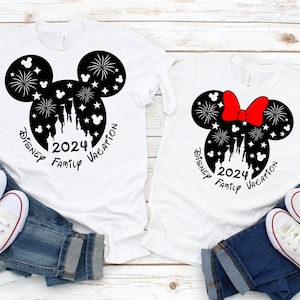 Family Vacation 2023 SVG, Mickey Mouse and Minnie Mouse head with castle and fireworks, SVG, Dxf, Eps and Png files included