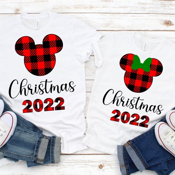 Christmas 2022 SVG, Mickey and Minnie Buffalo Plaid Christmas design, Mickeys Very Merry Christmas svg, SVG, Dxf, Eps and Png files included