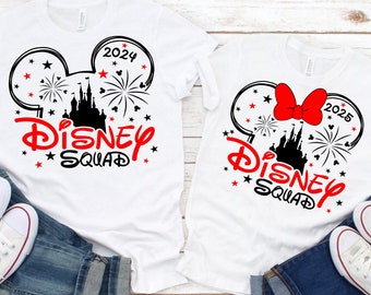 Family Trip 2024 SVG, Mickey and Minnie head with castle and fireworks, SVG, PNG, Eps and Dxf files included, 2024 and 2025 Included