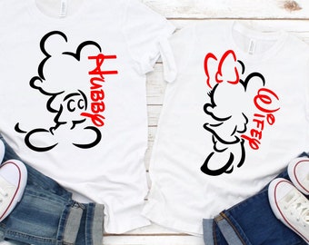 Honeymoon SVG, Mickey Mouse and Minnie Mouse Hubby and Wifey, SVG, Dxf, Eps and Png files included