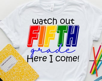 First day of 5th Grade SVG, Fifth Grade svg png cutting files for silhouette cameo cricut, 5th grade Back to School Sublimation File