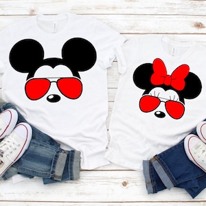 Pacchetto SVG Topolino e Minnie con occhiali da sole, Topolino con occhiali da sole, Minnie Mouse con occhiali da sole, SVG, Dxf, Eps, Png, File di taglio in vinile