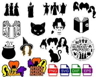 Hocus Pocu SVG Bundle , Sandersn Svg, Sisters SVG, Cricut, Hocus Pocu Clipart, Halloween svg, Silhouette Cut Files