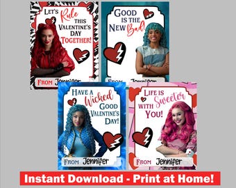Descendant Valentine's Day Cards - Printable - Instant Download Print at Home - Printable Valentine Cards for Kids