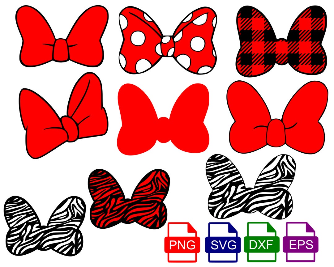 Minnie Mouse Bow SVG Bundle, Minnie Bow Svg, SVG, PNG, Eps and Dxf