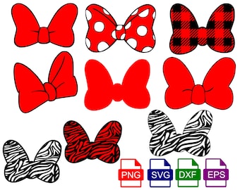 Minnie Mouse Bow SVG Bundle, Minnie Bow svg,  SVG, PNG, Eps and Dxf files included, Instant download