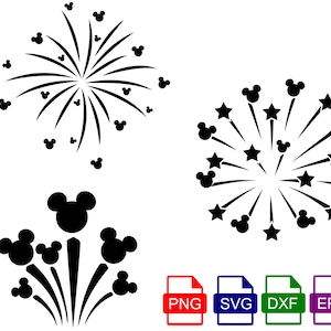 Mickey Mouse Head Fireworks SVG, fireworks SVG e PNG Download para arquivos de corte cricut e silhueta para silhueta cricut