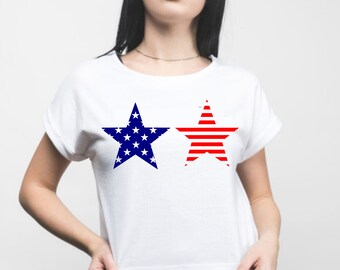 Stars and Stripes svg, Women's 4th of July svg, 4th of July for crop tops, 4th of July svg for Women shirt