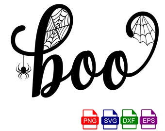 Boo Svg, Halloween Svg, Spider Web Svg, Halloween Sublimation Design, Cricut Cut File, Silhouette Files Svg, Dxf, Eps , Png