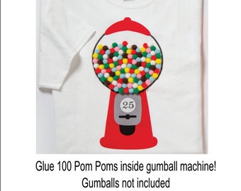 Gumball Machine SVG, Add Poms Poms for a DIY 100 days of school shirt,  100th Day of School Svg and Sublimation Files, 100 days of school