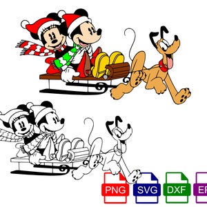 Layered Mickey and Minnie Sleigh SVG, Mickeys Very Merry Christmas svg, SVG, Dxf, Eps and Png files included