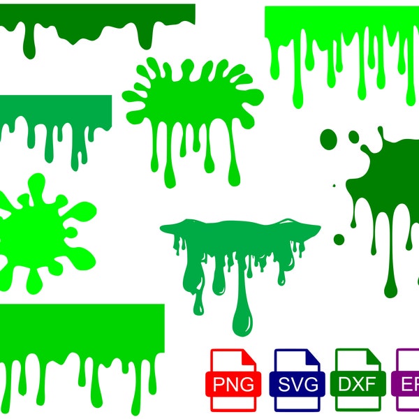 Slime SVG, Slimey / Goo Drippy Bundle - SVG, PNG, Dxf - Instant Download, Transparent Background, Cricut / Silhouette, Slime Dripping