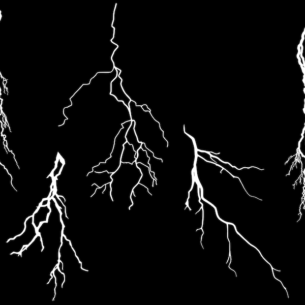 Realistic Lightning Bolts, Lightning bolt svg, SVG, PNG, DXF, Commercial Use, Digital Cut File, File for Cricut, Transparent Background