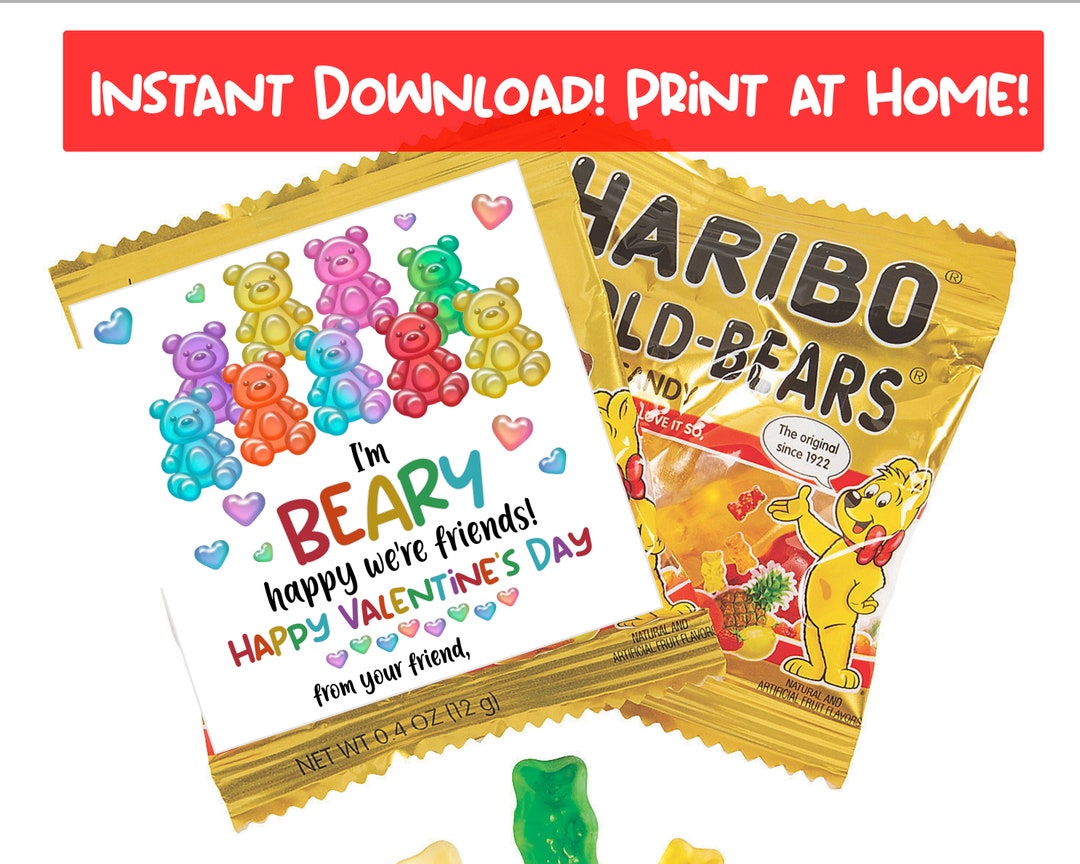 Gummy Bears Valentine's Day Cards - Printable - Instant Download Print ...