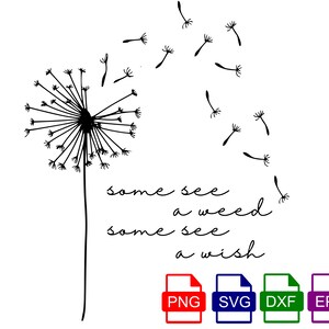 Sommigen zien een onkruid, sommigen zien een wens - SVG PNG DXF - paardenbloem svg - digitaal snijbestand, direct downloaden, bestanden voor Cricut, klaar om te knippen