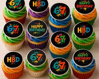 24 Edible Six Seven Cupcake Toppers DIY 6 7 Birthday Party Supplies