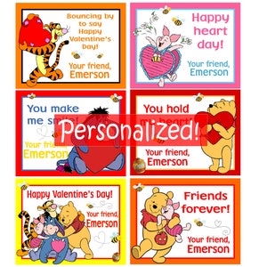 Personalisierte Winne Puuh Valentinstag Karten - Printable - Print at Home - Ausdruckbare Valentinstagskarten für Kinder