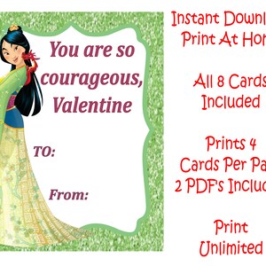 Princess Valentine's Day Cards - Printable - Instant Download Print at ...