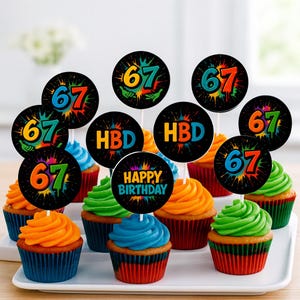 6-7 Cupcake Toppers | Printable Graffiti Six Seven Party Decor | Digital Download