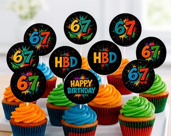 6-7 Kuchenstecker | Druckbare Graffiti Six Seven Party Dekoration | Digitaler Download