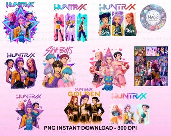 Kpop Demon PNG, Kpop Sublimation or DTF Files, Huntrix png design, Digital Download Set of 10