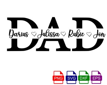 Dad SVG, Vater svg, Vatertag SVG, Dad Split Name Rahmen svg, Dad Png, Dad Cut File, Dad Gliederung, Dad Dxf, Cricut Silhouette svg Cut File