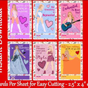 Taylor Valentine's Day Cards - Printable - Instant Download Print at Home - Printable Valentine Cards for Kids