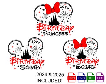 Birthday Princess SVG, Birthday Girl SVG, Birthday Squad svg, Family Trip 2024 Svg, Svg, PNG, Eps and Dxf