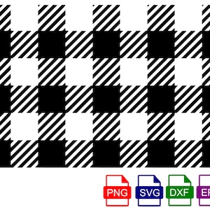 May include: Black and white buffalo plaid pattern digital download. Includes PNG, SVG, DXF, and EPS file formats.