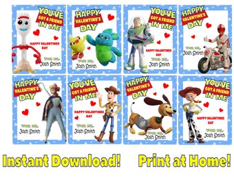 Toy Story Valentine&#39;s Day Cards - Printable - Instant Download Print at Home - Printable Valentine Cards for Kids
