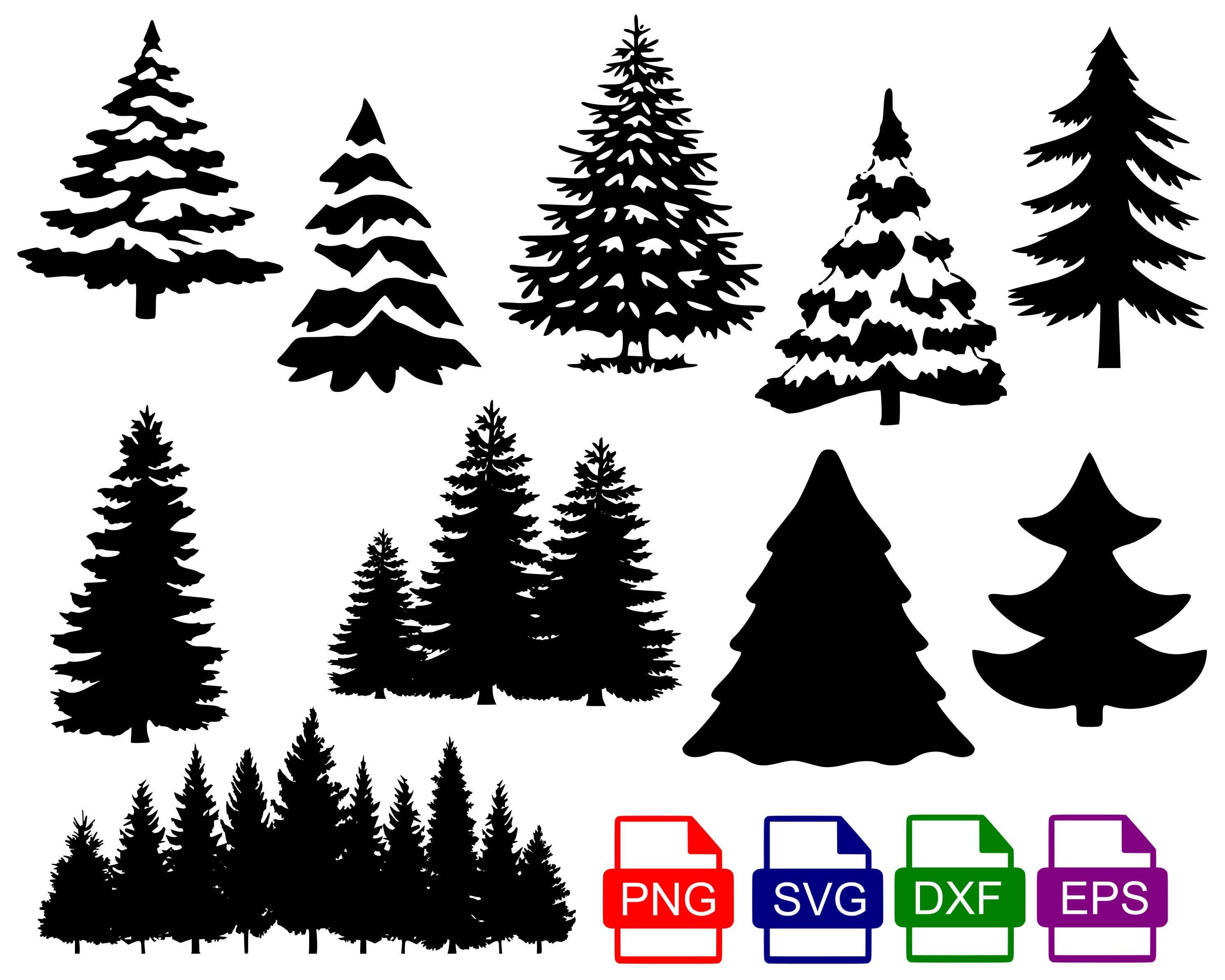 Pine Tree SVG Bundle Christmas Tree Svg Bundle Flocked Pine Etsy
