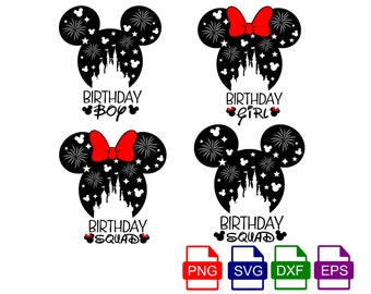 Birthday Squad, Geburtstagskind, Geburtstagskind, mickey, minnie, digitaler Download, Schneidedatei, Cricut, Silhouette, sofortiger Download, DTF Print