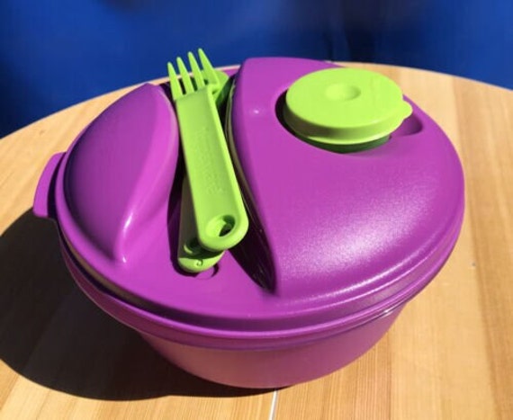 Tupperware Salad On-The-Go Set Tupper Mini Snap-Together Utensils Aruba New