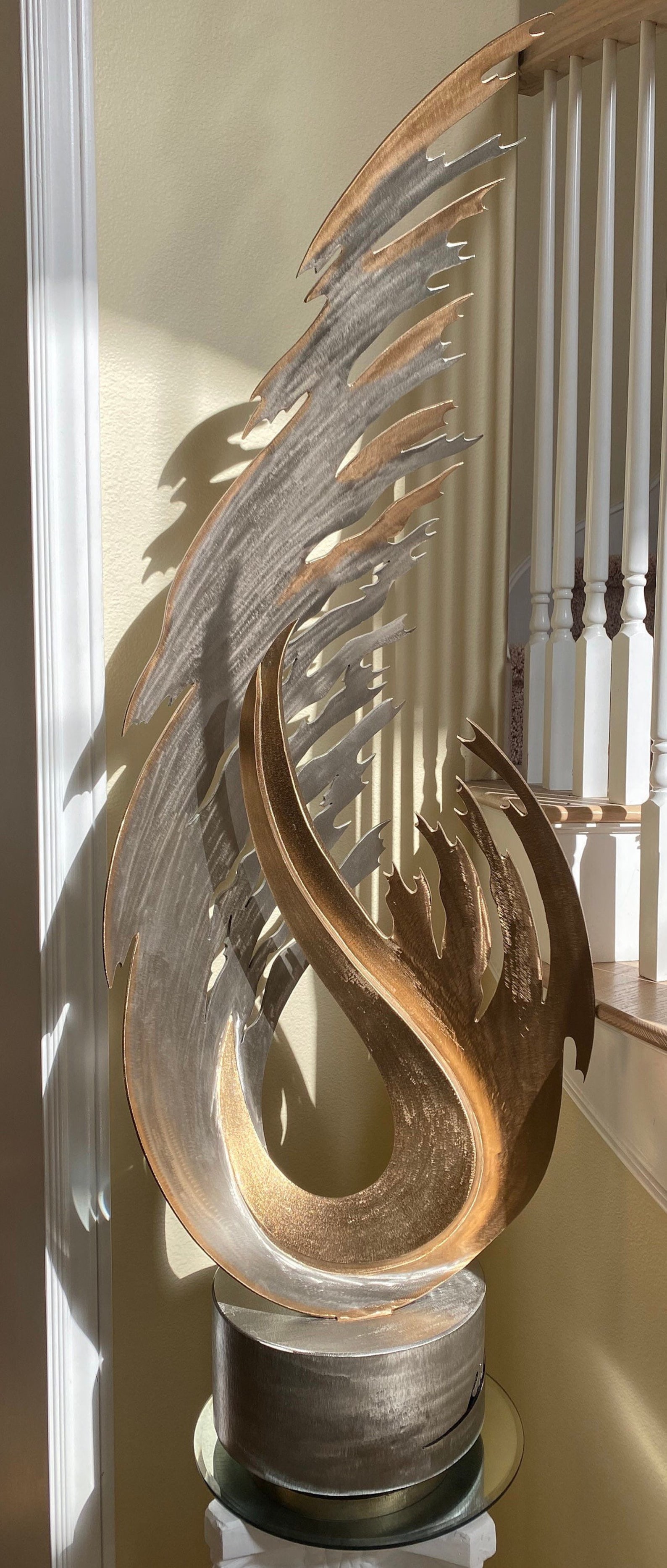 John Richen Large Modern Sculpture Steel and Bronze 53” Circa 1995 12/ ...