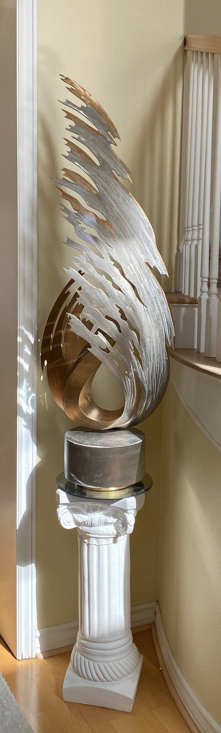 John Richen Large Modern Sculpture Steel and Bronze 53” Circa 1995 12/ ...