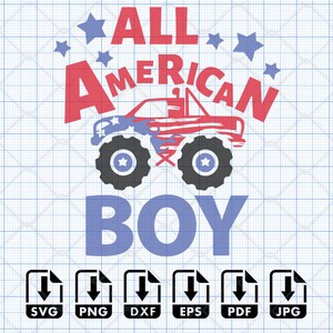 All American Boy Truck-  SVG, PNG, EPS, dxf, Digital Cut File, Cricut Maker, Silhouette Cameo 4
