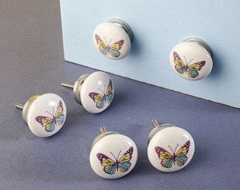 Butterfly Print Style Ceramic Pull Knobs (C29)