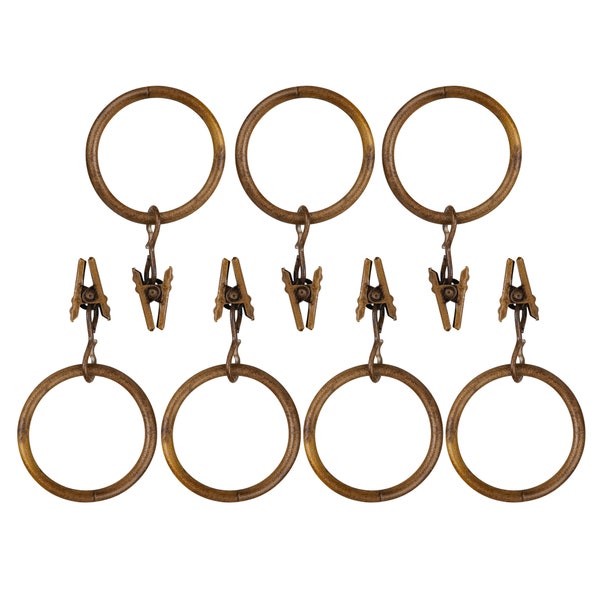 Home Decor Curtain Rods Clips Rings Distressed Natural Oak (Set of 7 Clip Rings)