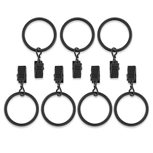 Home Decor Black Curtain Rod Clip Rings for Curtain Panels (Set of 7 Clip Rings)