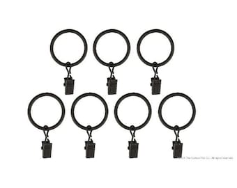 Home Decor Black Curtain Rod Clip Rings for Curtain Panels (Set of 7 Clip Rings)
